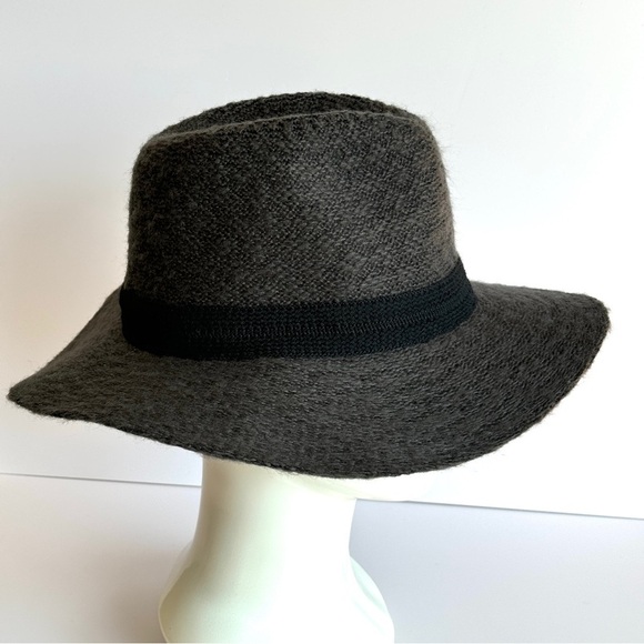 JUNE 21 Fedora Hat OS Charcoal Sweater Knit Pinched Crown Packable Casual - Picture 11 of 14